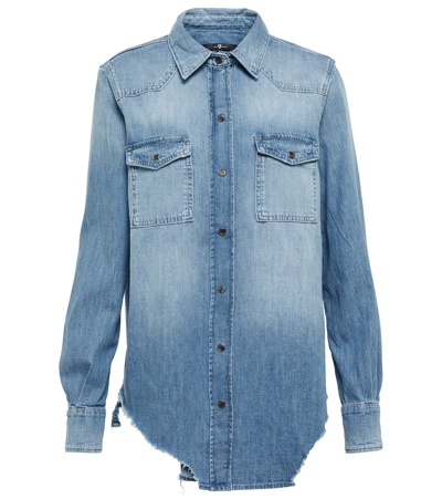 7 For All Mankind Emilia Faded Denim Shirt In Affair