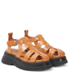 Ganni Creeper Grid Platform Fisherman Sandal In Tannin