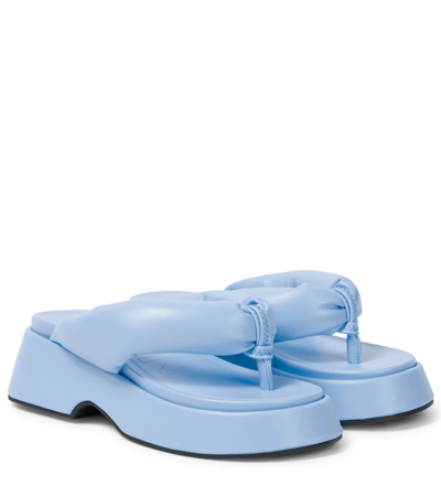 Ganni Padded Thong Sandals In Placid Blue