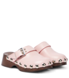 GANNI BUCKLED LEATHER CLOGS