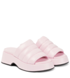 Ganni Vegea Wine Leather Platform Puffy Slide Sandals In Pale Lilac