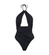 NENSI DOJAKA CUTOUT RUCHED HALTERNECK SWIMSUIT