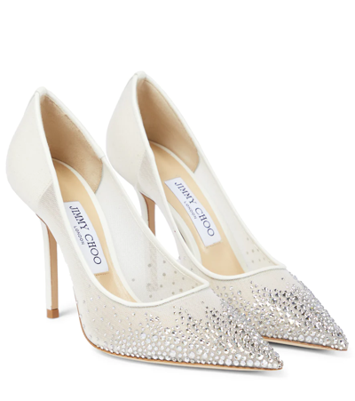 Jimmy Choo Love 100 Crystal-embellished Pumps In White