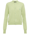 Acne Studios Keva Face Patch Wool Cardigan In Faded Green Melange