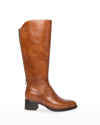 Nerogiardini Back Zipper Leather Knee Boots In Cognac