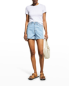 Rag & Bone Gemma Jacquard Leopard Printed Short Sleeve Top In White