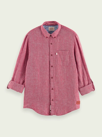 Scotch & Soda Linen Rolled-sleeve Shirt In Other