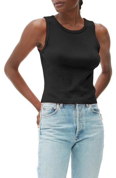 Michael Stars Kendall Crop Cotton Tank Top In Black