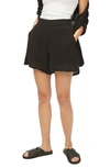 Michael Stars Sia Crinkle Gauze Elastic Waist Shorts In Black