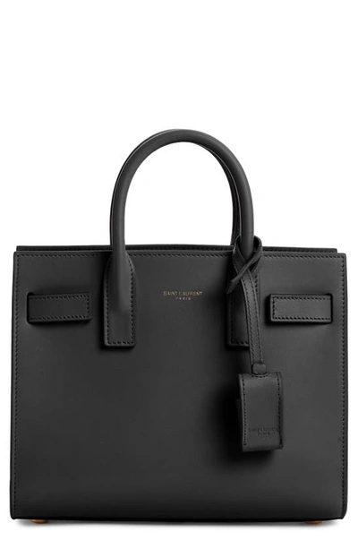 Saint Laurent Sac De Jour Nano Shiny Leather Satchel Bag In Black