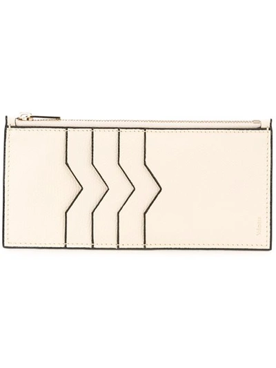 Valextra Zip-top Grained-leather Cardholder In White