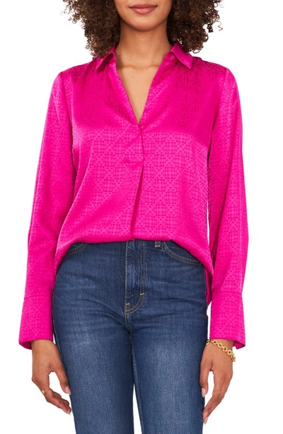 Vince Camuto Geo Jacquard Blouse In Wild Petunia