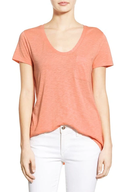 Caslon Rounded V-neck T-shirt In Coral Pink