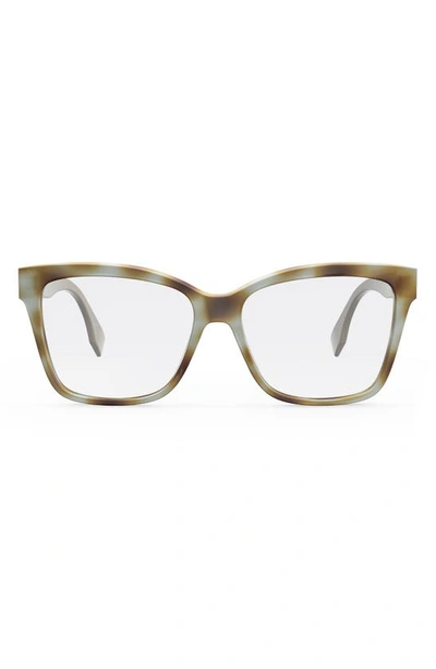 Fendi Maxi O Lock 55mm Square Glasses In Havana/ Other