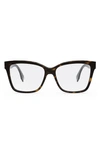 Fendi Maxi O Lock 55mm Square Glasses In Dark Havana