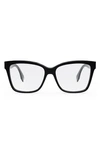 Fendi Maxi O Lock 55mm Square Glasses In Shiny Black