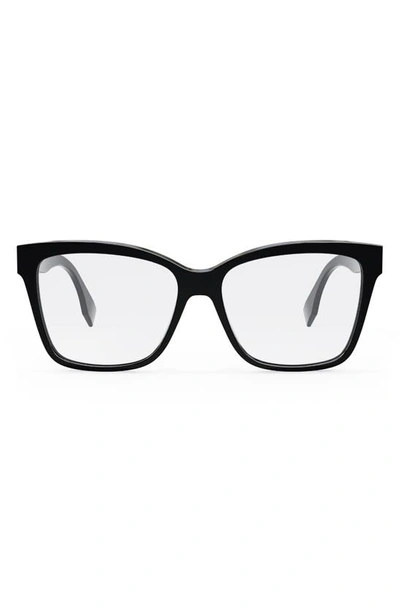 Fendi Maxi O Lock 55mm Square Glasses In Shiny Black