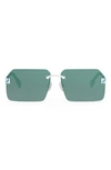 Fendi Sky 59mm Rectangular Sunglasses In Shiny Palladium / Blue