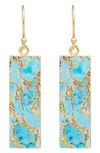 Saachi 18k Gold Plated Mojave Turquoise Rectangle Drop Earrings In Turquoise