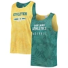 FOCO FOCO GREEN/GOLD OAKLAND ATHLETICS FLORAL REVERSIBLE MESH TANK TOP