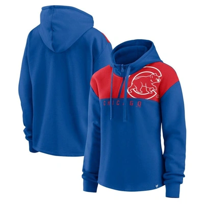 Fanatics Branded Royal Chicago Cubs Iconic Overslide Color-block Quarter-zip Hoodie
