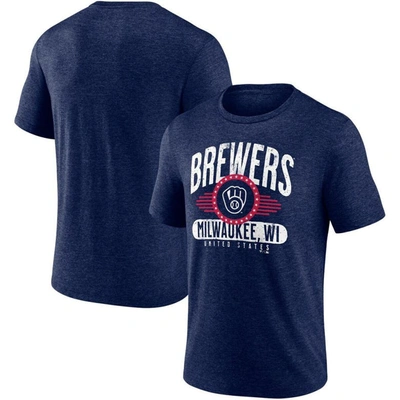 Fanatics Branded Heathered Navy Milwaukee Brewers Badge Of Honor Tri-blend T-shirt