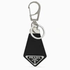 PRADA BLACK LEATHER AND METAL KEY HOLDER