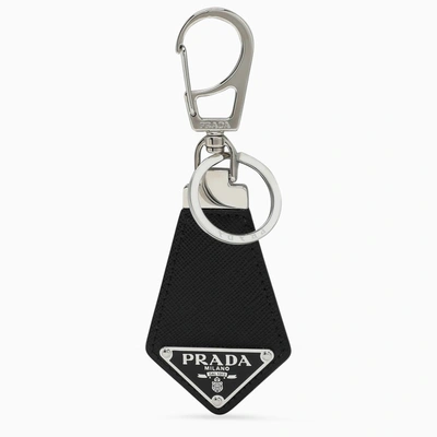 Prada Black Leather And Metal Key Holder