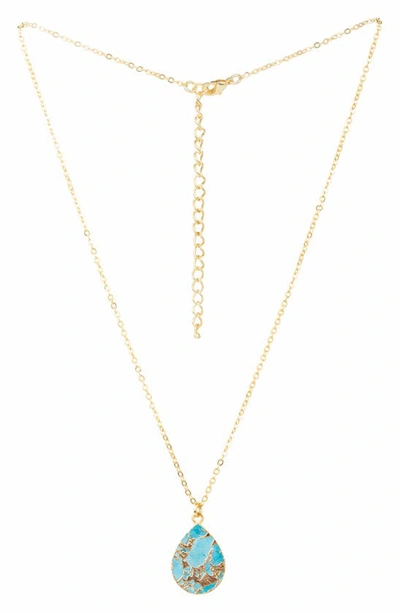 Saachi 18k Gold Plated Mojave Turquoise Teardrop Pendant Necklace