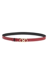 Ferragamo Donna Leather Belt In Melagrana / Nero