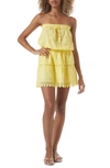 Melissa Odabash Iris Eyelet Strapless Swim Cover Up In Yellow