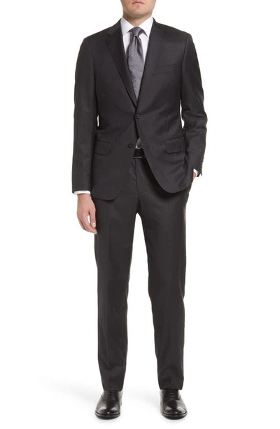 Hickey Freeman Stripe Wool Suit In Charcoal