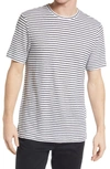 Nordstrom Men's Shop Linen Crewneck T-shirt In White Tioga Stripe