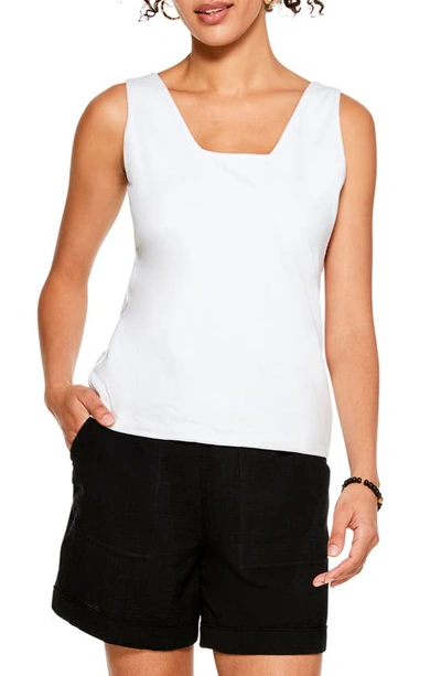 Nic + Zoe Perfect Stretch Cotton Corset Tank In Cobblestone