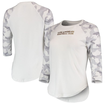 Concepts Sport Women's  White, Gray Lafc Composite 3/4-sleeve Raglan Top In White,gray
