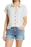 Caslon Stripe Woven Shirt In Ivory Blue Evelyn Stripe
