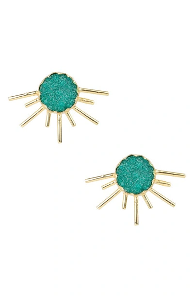 Saachi Druzy Sun Stud Earrings In Green