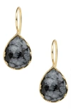 SAACHI MIDNIGHT GLOW 14K GOLD PLATED PEAR AGATE DROP EARRINGS