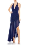 MAC DUGGAL RUCHED ASYMMETRIC CHIFFON DRESS