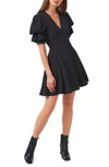 1.state Puff Sleeve Tiered Short Dress In Rich Black