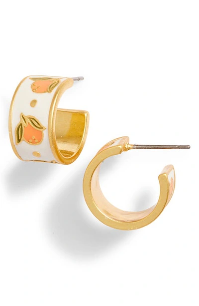 Madewell Enamel Clementine Huggie Hoop Earrings In Vintage Gold
