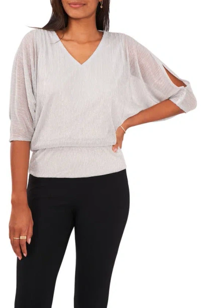 Chaus Metallic Cold Shoulder Top In Silver