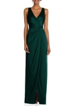 AFTER SIX SLEEVELESS SATIN FAUX WRAP GOWN