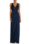 AFTER SIX SLEEVELESS SATIN FAUX WRAP GOWN