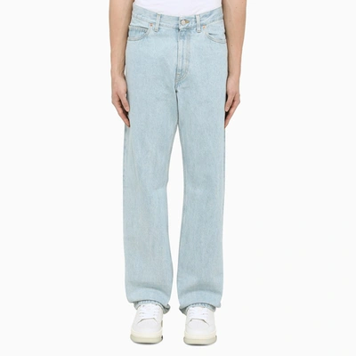 Martine Rose Straight Light Blue Jeans With Logo Print