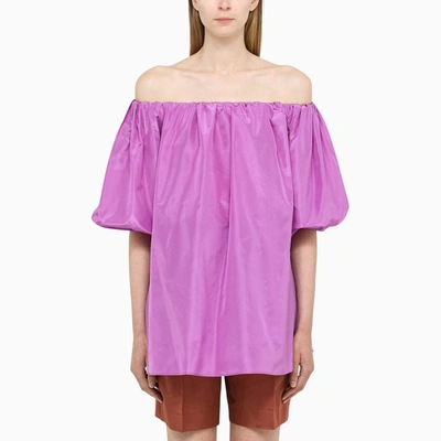 Valentino Washed Silk Taffeta Mini Dress In Purple