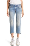 R13 Chewed Hem Crop Straight Leg Jeans In Jasper Stretch