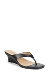 Naturalizer Lenna Womens Leather Slip On Wedge Sandals In Black