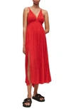Allsaints Rosa Shirred Maxi Dress In Red