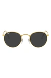 Ray Ban 47mm Small Polarized Round Sunglasses In Gold